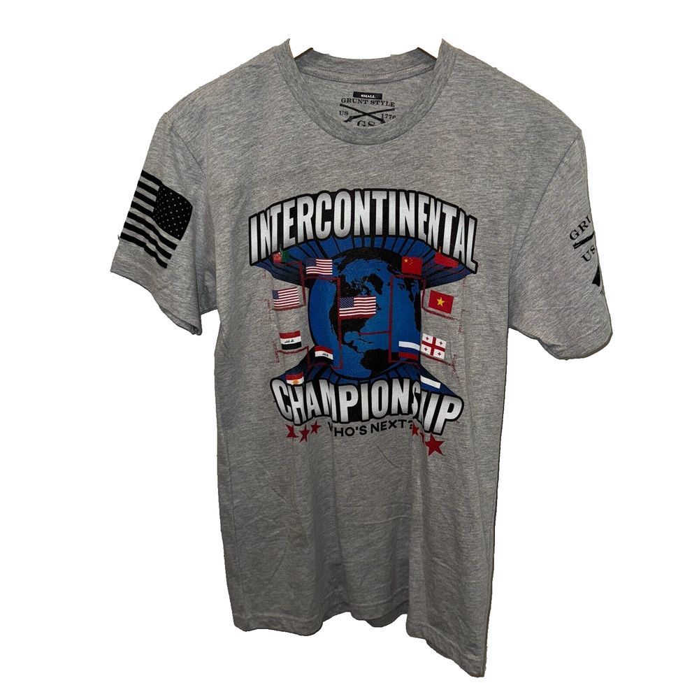 Grunt Style T-Shirt Mens‎ S Intercontinental Championship Gray Short Sleeve New